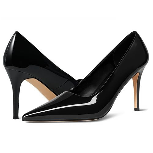 heelchic Stiletto Heels for Women Pointed Toe High Heels Slip-on Pumps Closed Toe Heels Wedding Dress Pumps Black9 | Amazon (US)