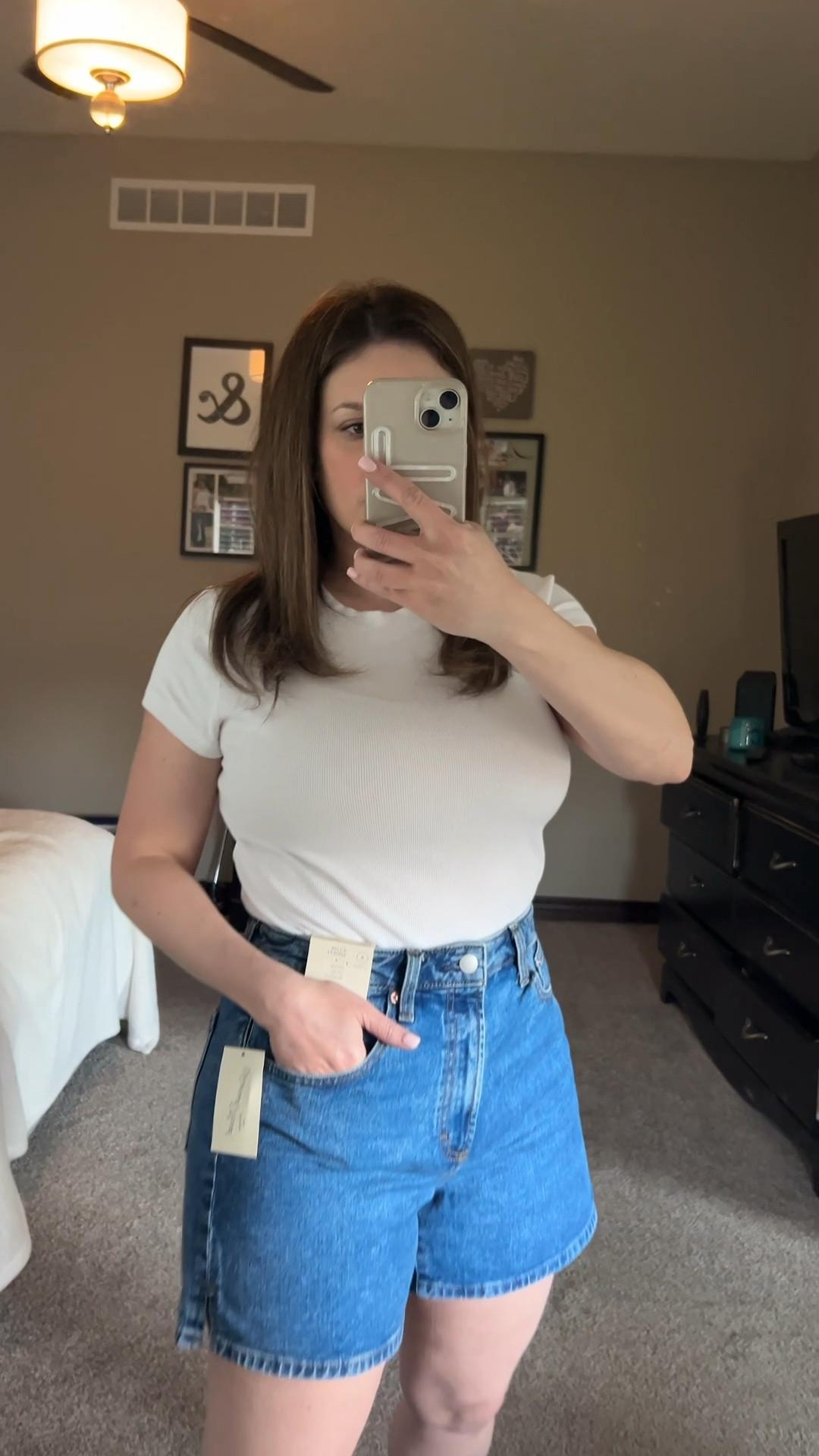 Ordered these denim shorts (currently on sale). Trying to decide if the high rise is too high. What do you think? 

Size up 1 in these

Target, denim shorts

#LTKootd #LTKPetite #LTKSaleAlert