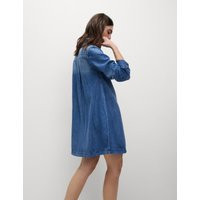 Womens M&S Collection Denim Mini Shirt Dress, Denim | Marks and Spencer US