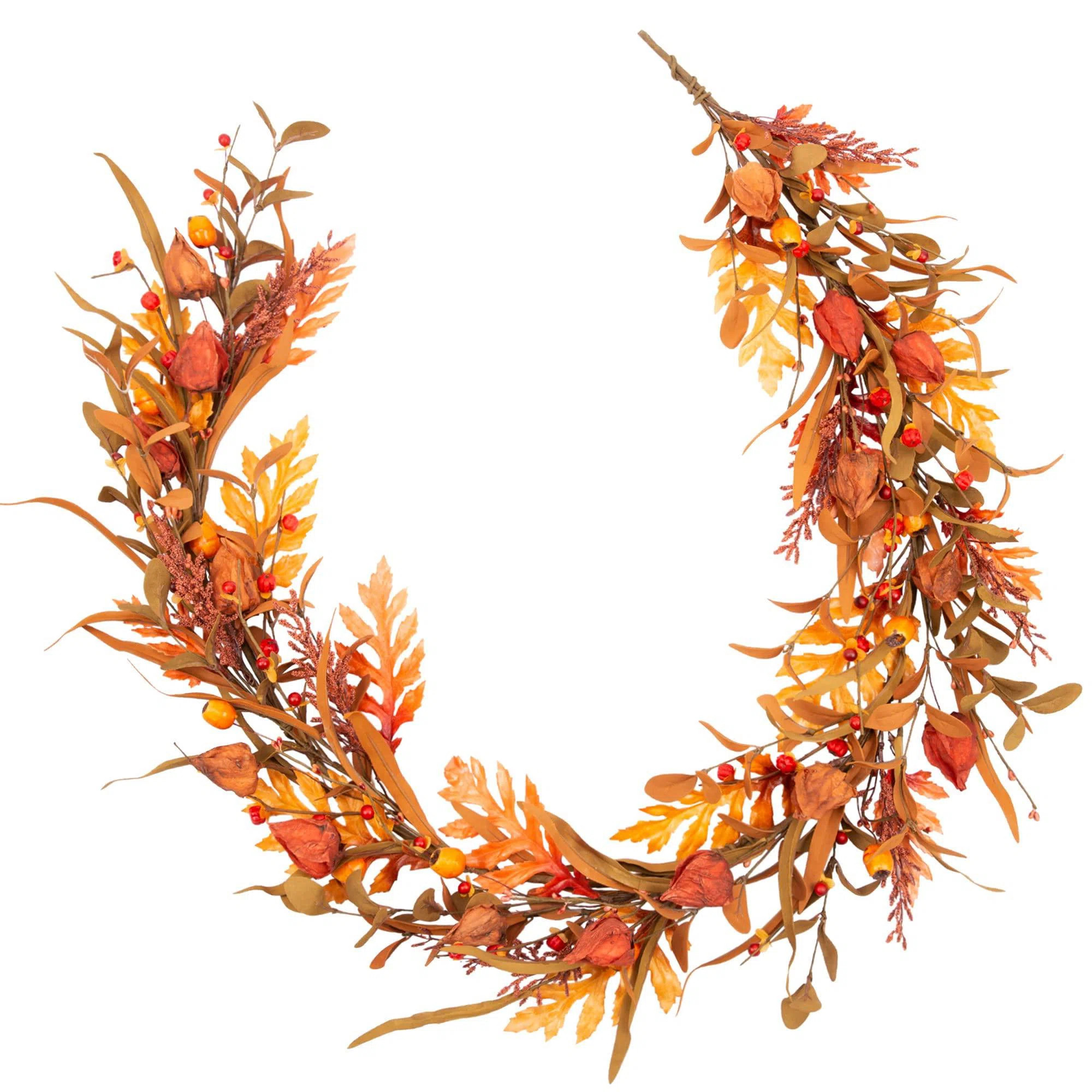 5 Feet Autumn Garland with Fall Leaves – Perfect for Walls and Windows | Wayfair North America