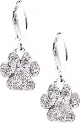 Pet Friends Pave Paw Drop Earrings, Silver | Chewy.com