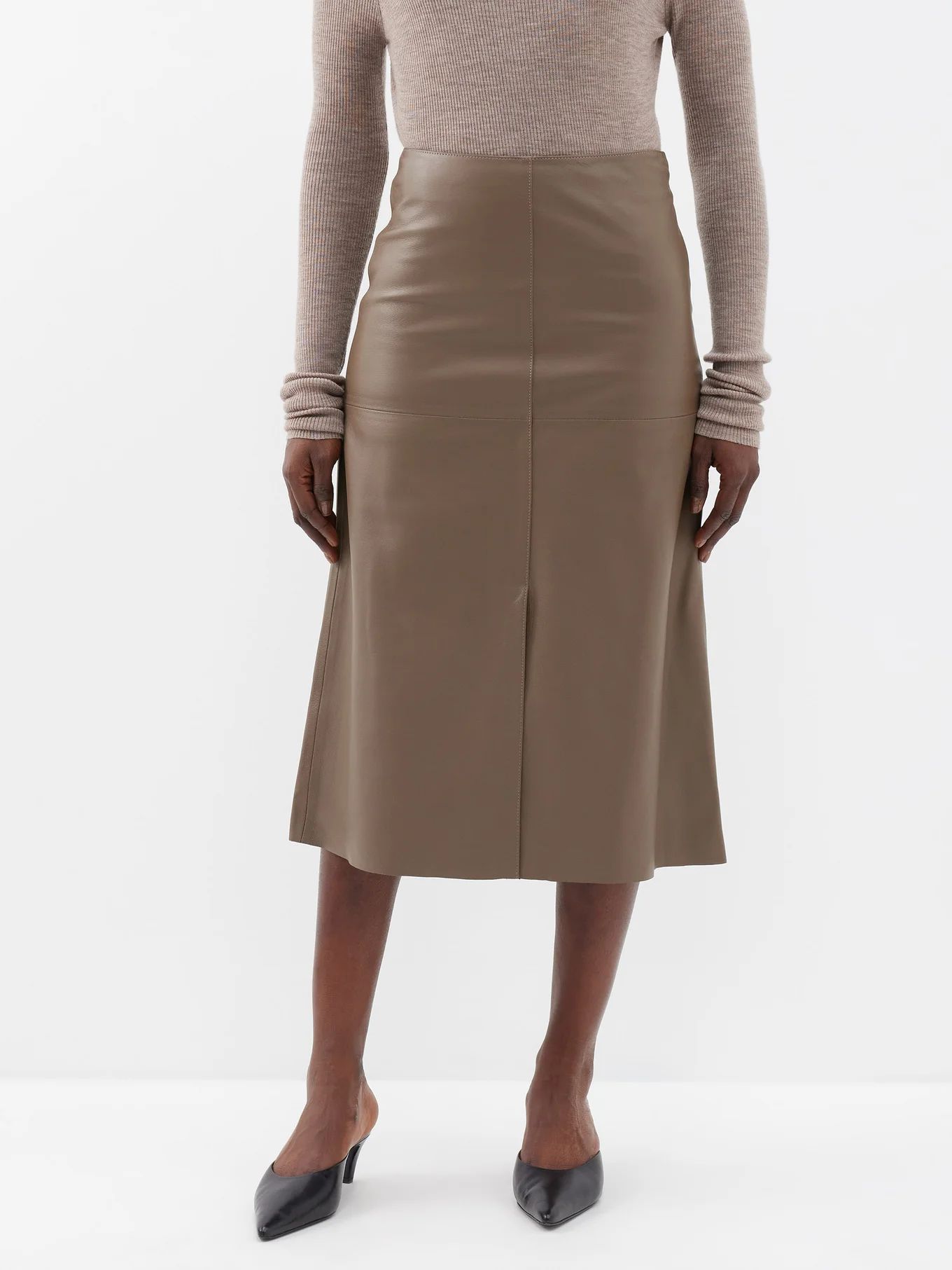 Sidena leather midi skirt | Matches (US)