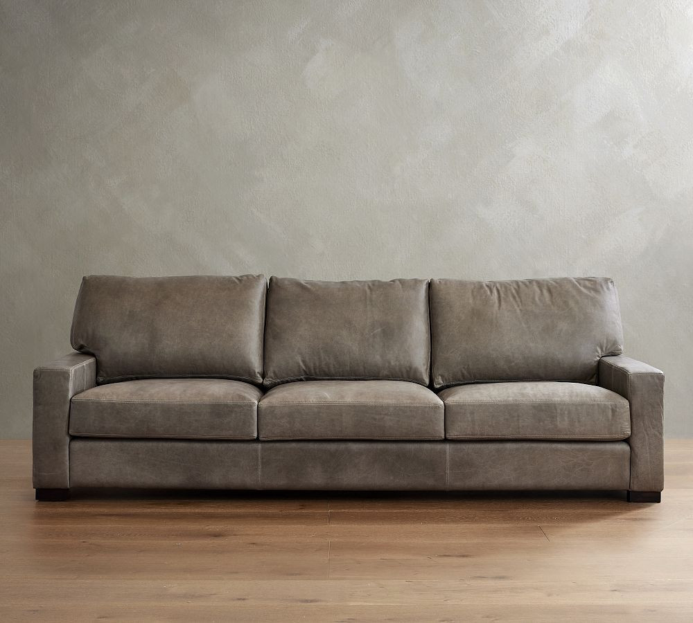 Turner Square Arm Leather Sofa (65"–104") | Pottery Barn (US)