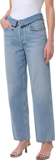 Echo Foldover Waist Tapered Straight Leg Jeans | Nordstrom