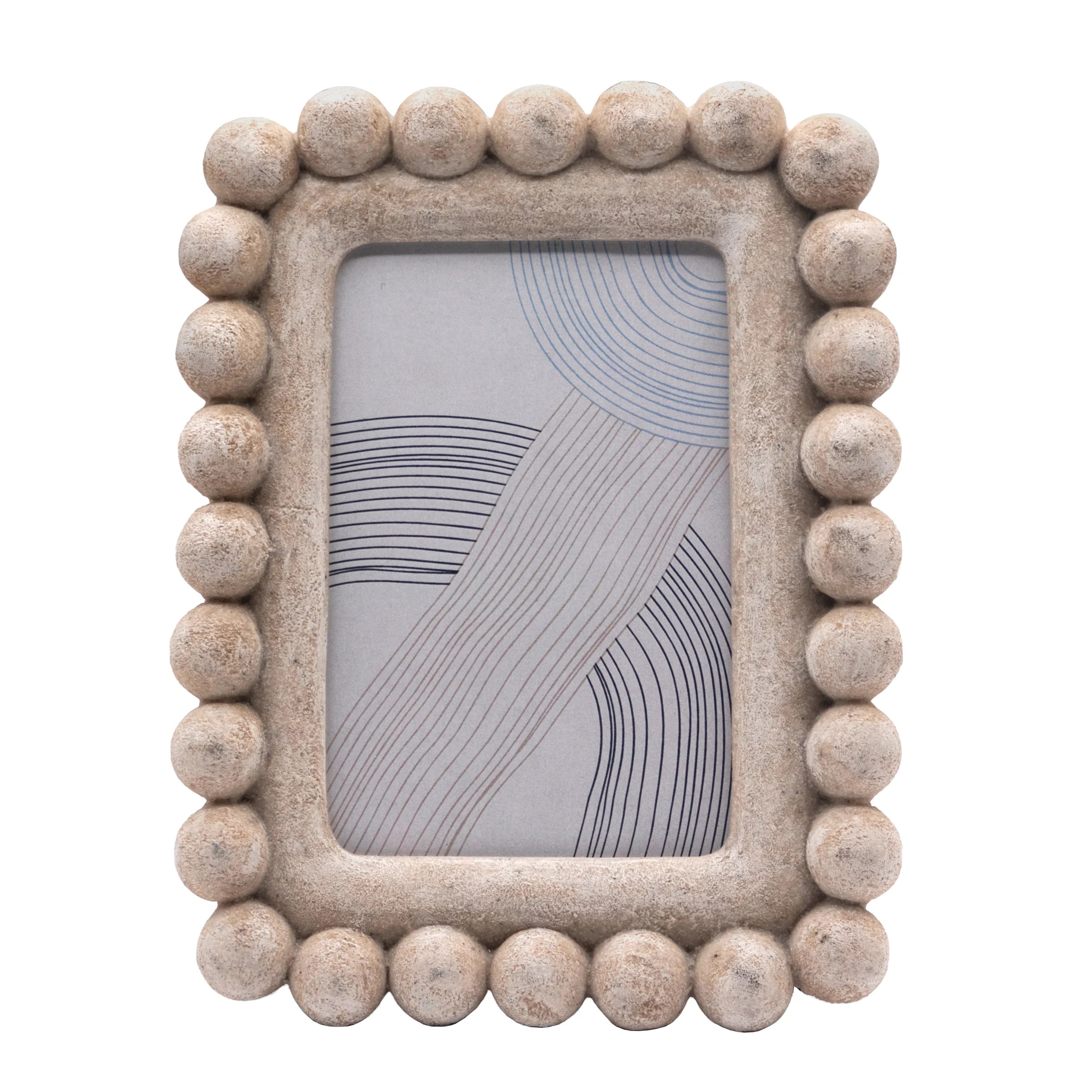 OneDesign Home 4X6 Artisan Creme Sandstone Beaded Tabletop Picture Frame | Walmart (US)