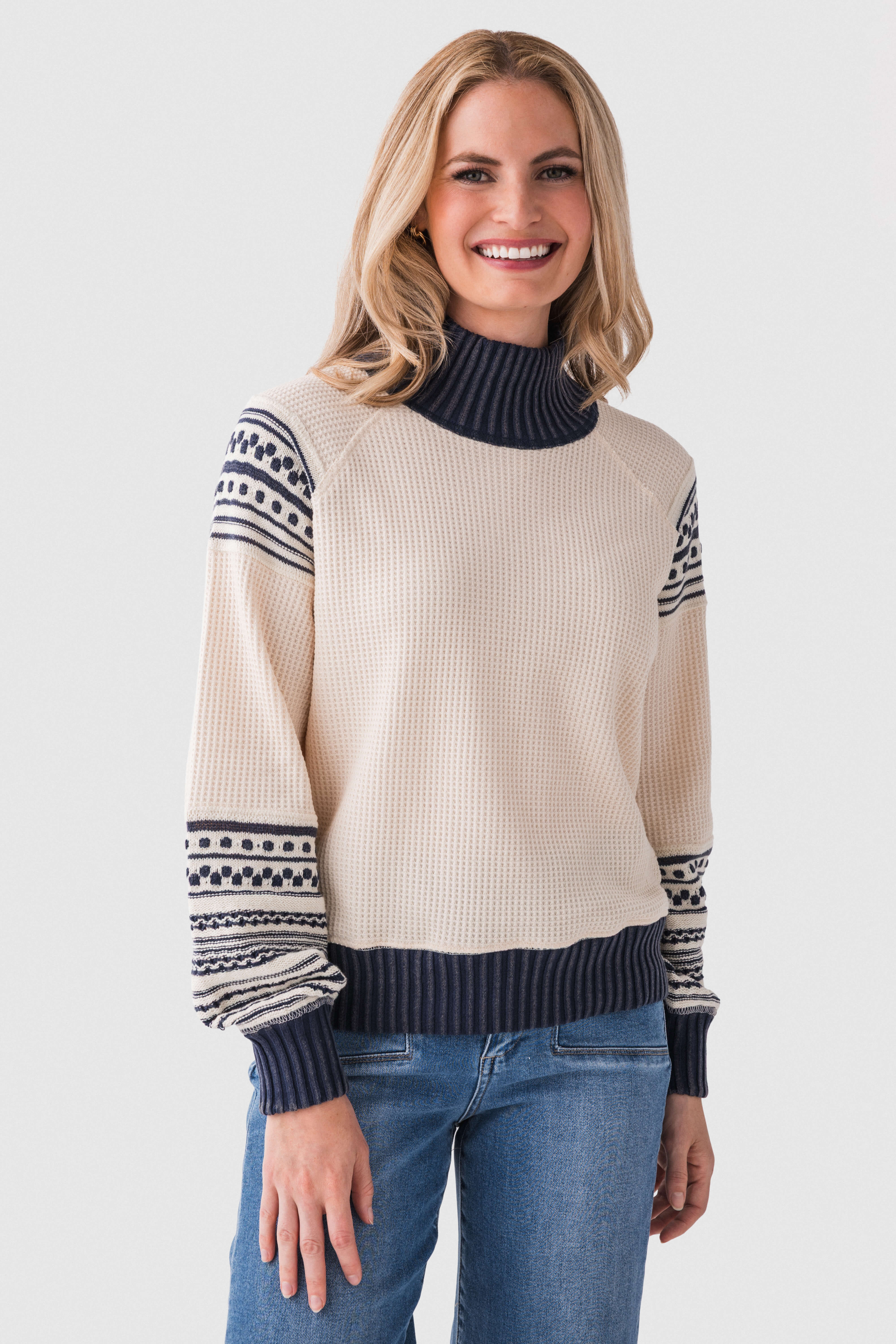 By Together Waffle Mockneck Top | Social Threads