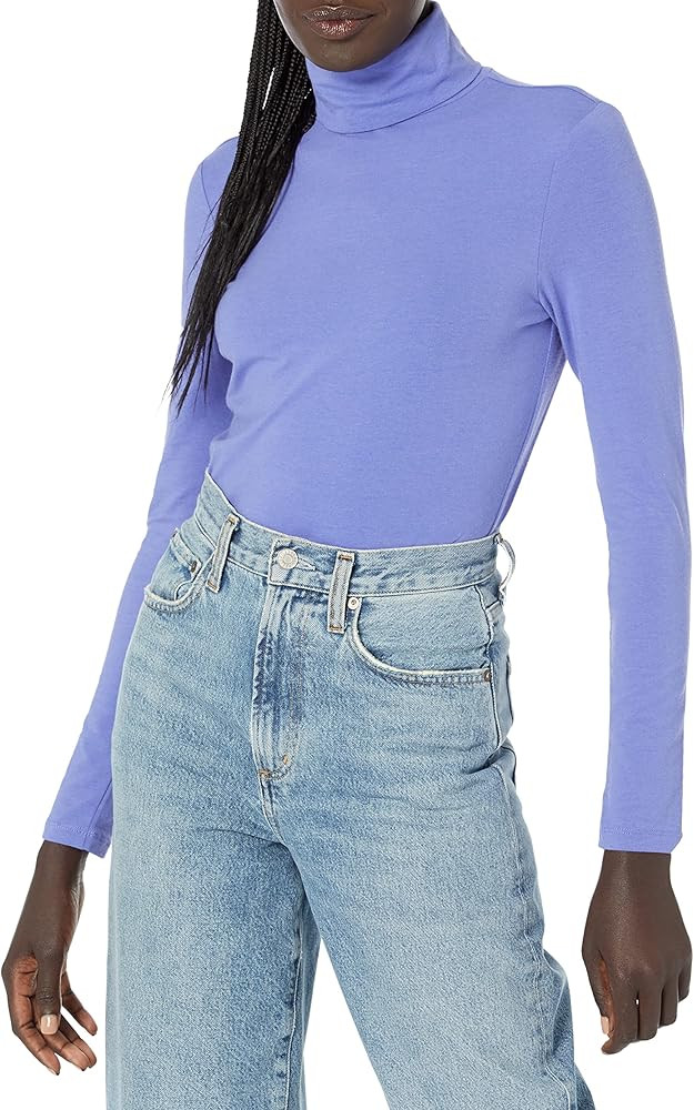 Amazon.com: Amazon Essentials Women's Long-Sleeve Turtleneck (Available in Plus Size), Purple Blu... | Amazon (US)