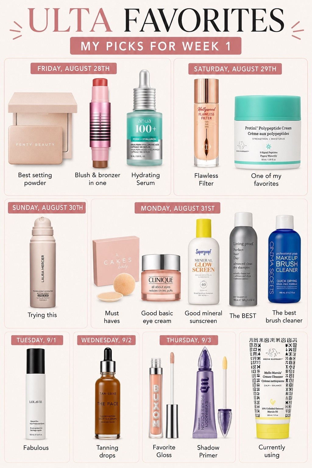 My picks  for week 1  from the Ulta Beauty 21 days of beauty sale!

#LTKBeauty #LTKOver40 #LTKSaleAlert