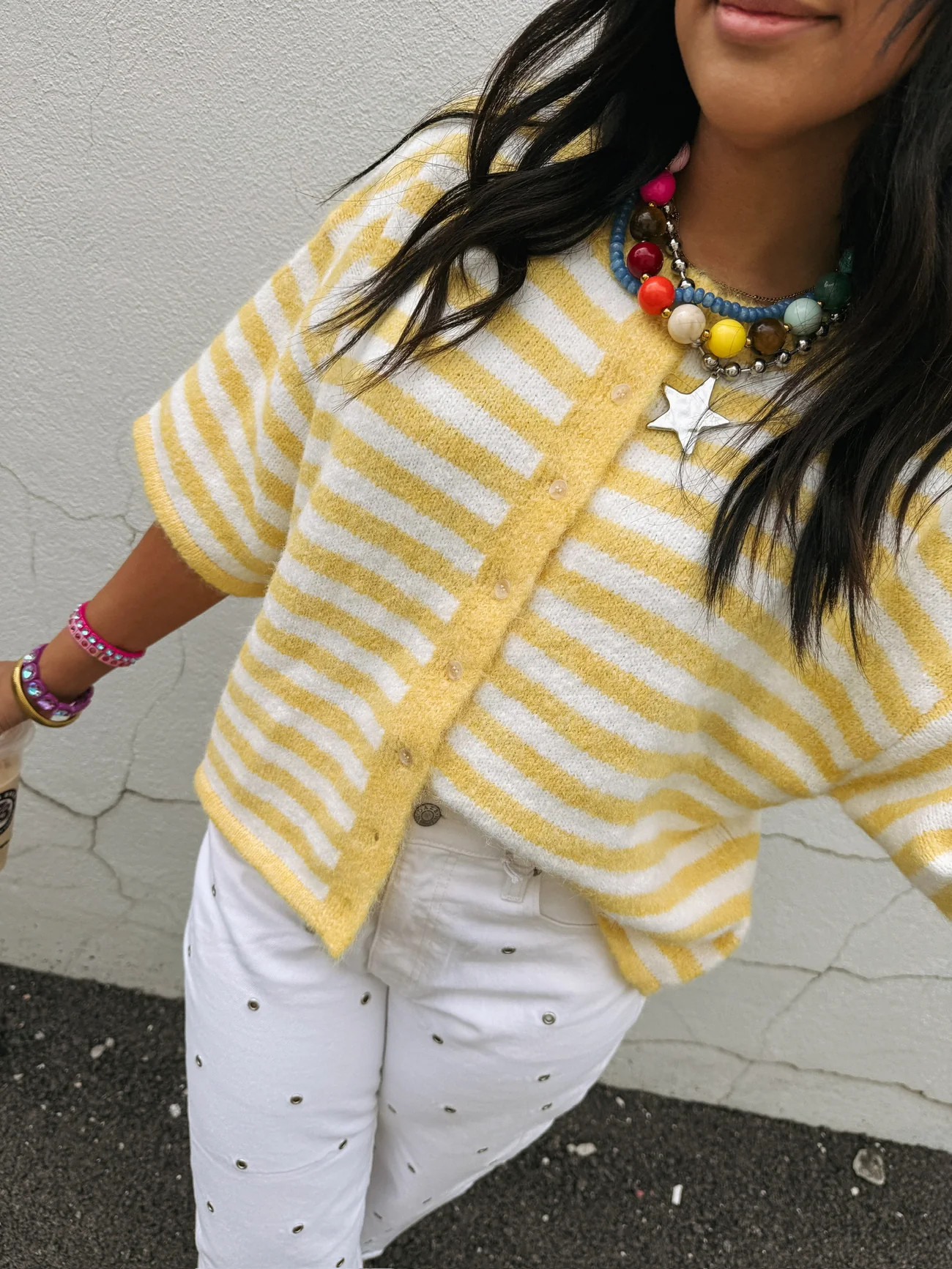 banana pudding button sweater | Etta+East