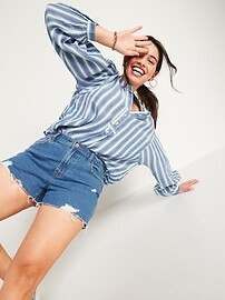Mid-Rise Boyfriend Distressed Cut-Off Jean Shorts for Women - 3 inch inseam | Old Navy (US)