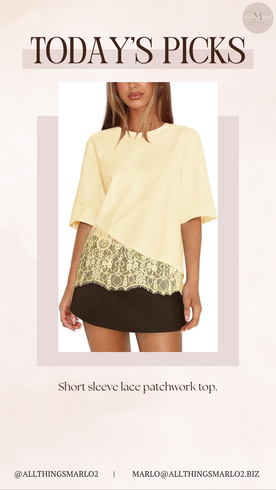 Short sleeve lace patchwork top. 

 #LTKSeasonal #LTKWorkwear #LTKTravel