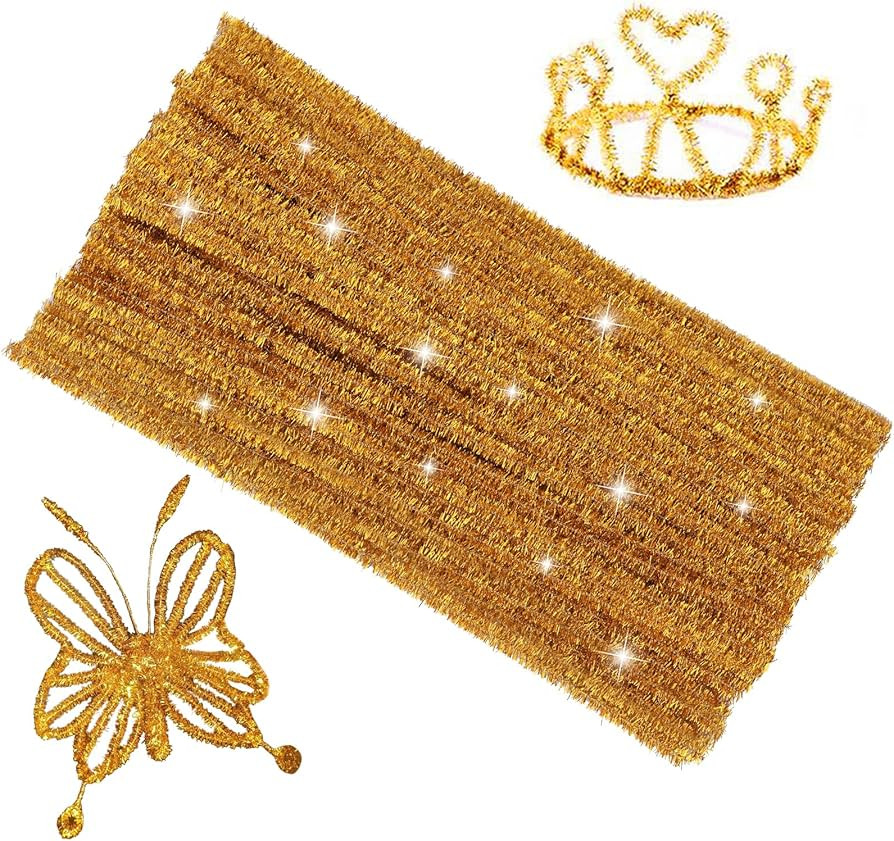 Craft Pipe Cleaners, 100pcs Supplies for Home DIY Handmade Arts, Glitter Pipe Cleaners for Festiv... | Amazon (US)