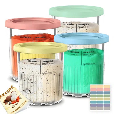 for Ninja Creami Deluxe Pints and Lids - 4 Pack 24oz NC501 NC500 Series Creami Deluxe Pint Containers Replacement Compatible with 11-in-1 Ninja Ice Cr | Wayfair North America