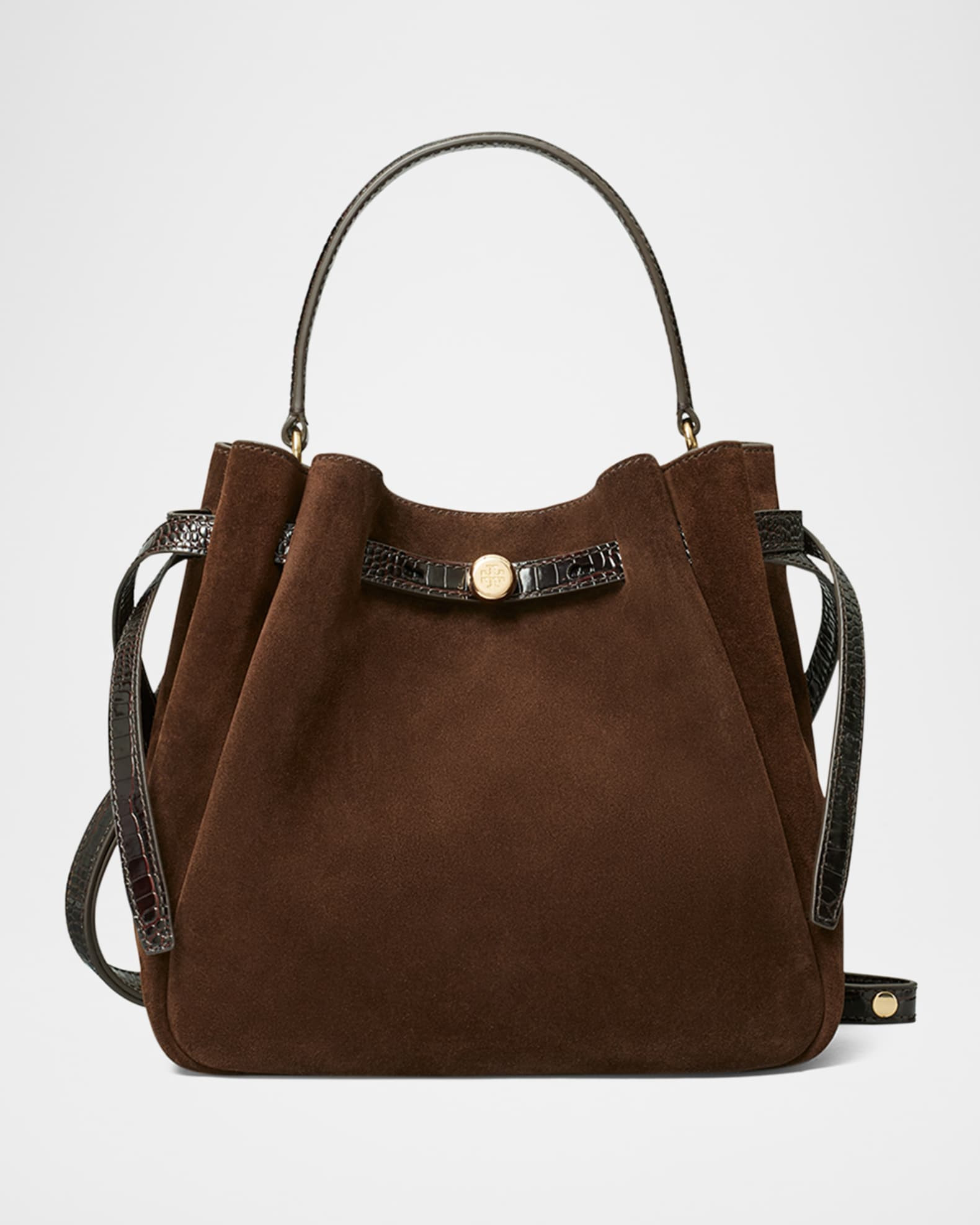 Romy Suede Belted Bucket Bag | Neiman Marcus