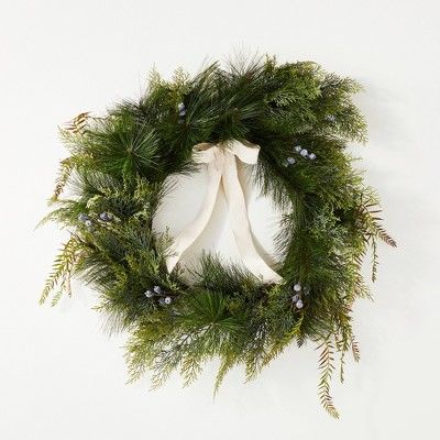 28" Long Needle with Blueberries and Ribbon Wreath - Threshold™ designed with Studio McGee | Target