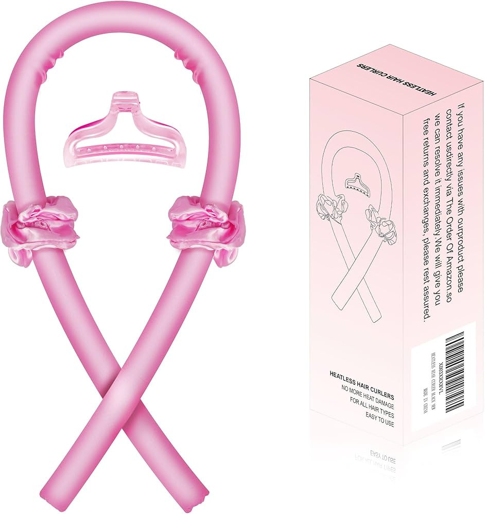 Hair Rollers for Heatless Overnight Curls - Soft Rubber Curling Rod Headband and Hair Claw Clip S... | Amazon (US)