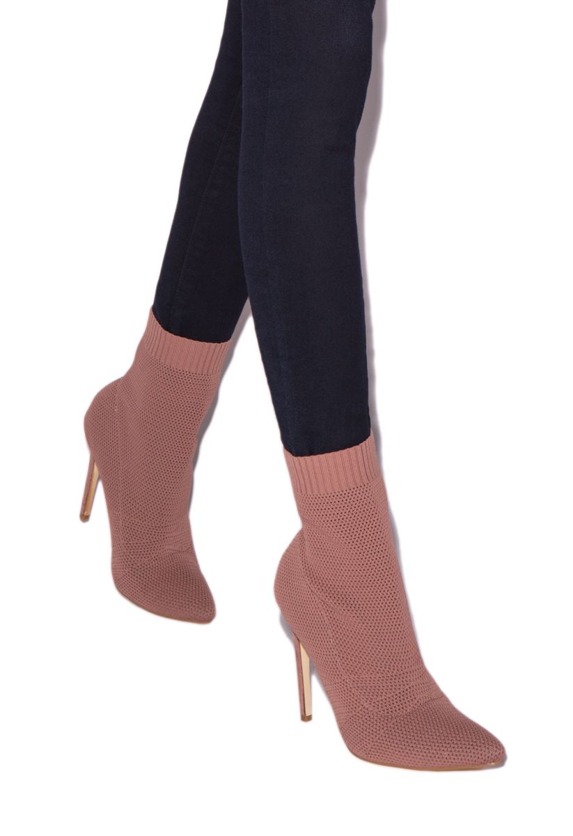 Shoedazzle Booties Angelique Sock Bootie Womens Pink Size Standard Width | ShoeDazzle