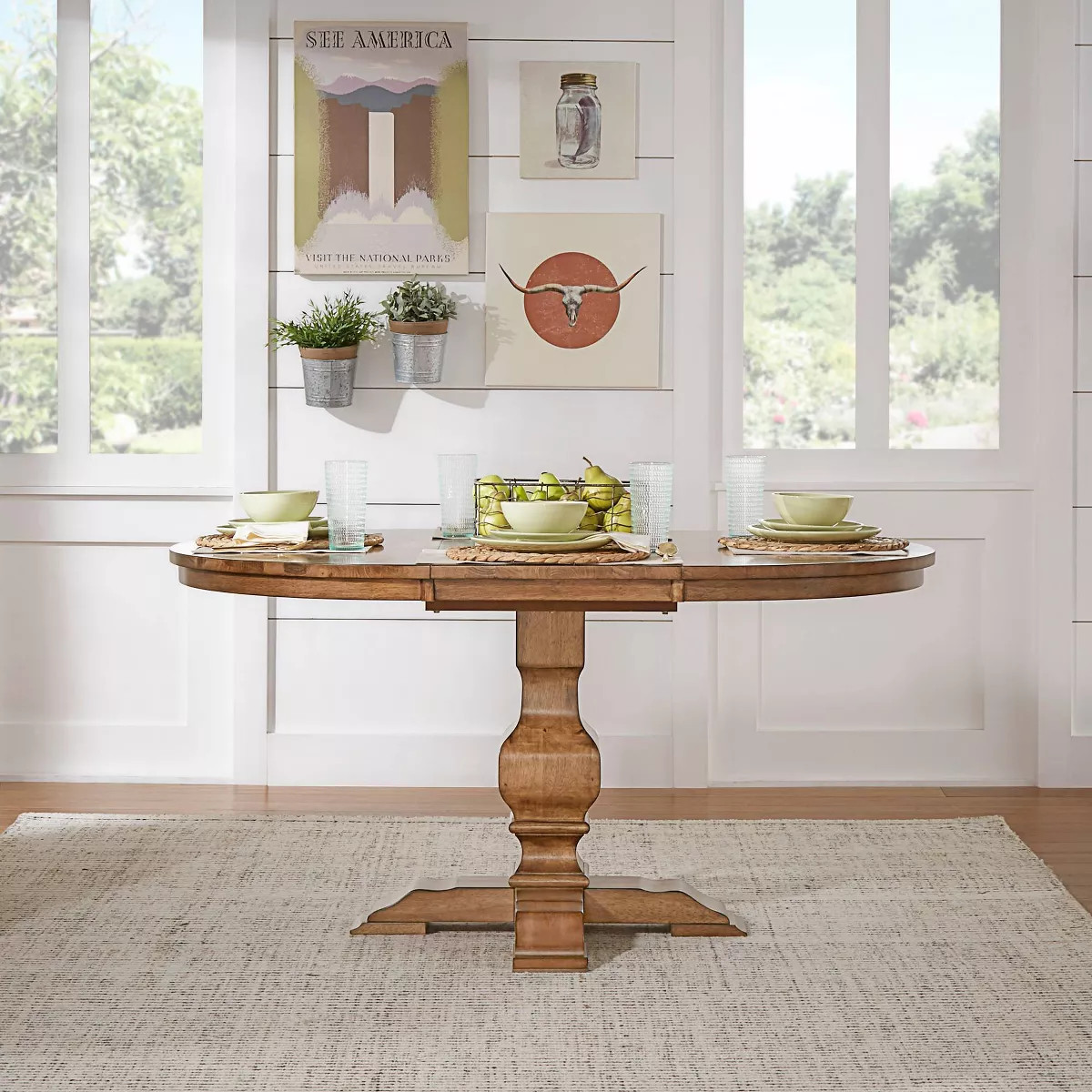 Delaney Two Toned Oval Solid Wood Top Extendable Dining Table - Inspire Q | Target