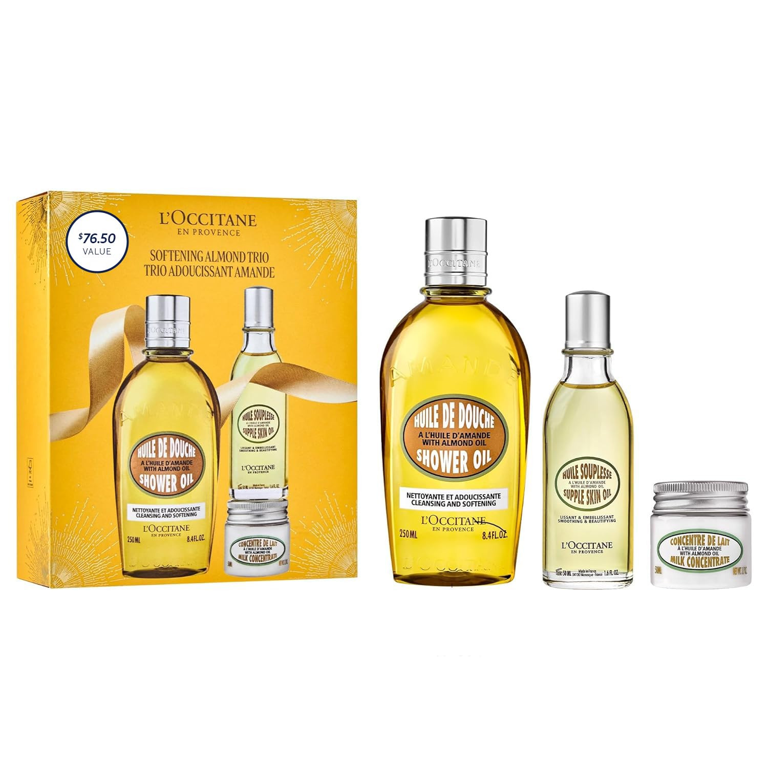 L'Occitane Almond Skin Softening Trio: Best Holiday Gift Set With Cleansing Almond Shower Oil Bod... | Amazon (US)