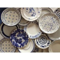 Blue White Salad Plates Mismatched - Floral Stripe Asian Solid Cobalt Indigo Sky Wedding Shower Cottage Farmhouse Priced Per | Etsy (US)