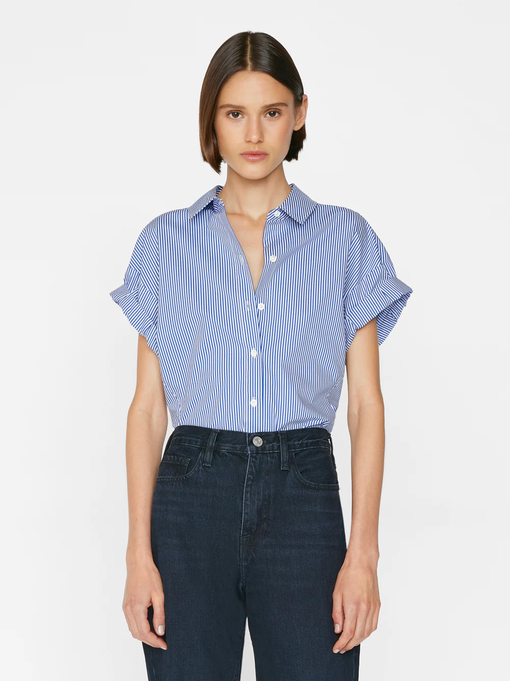 Rolled Sleeve Top -- Ultramarine Multi | Frame Denim