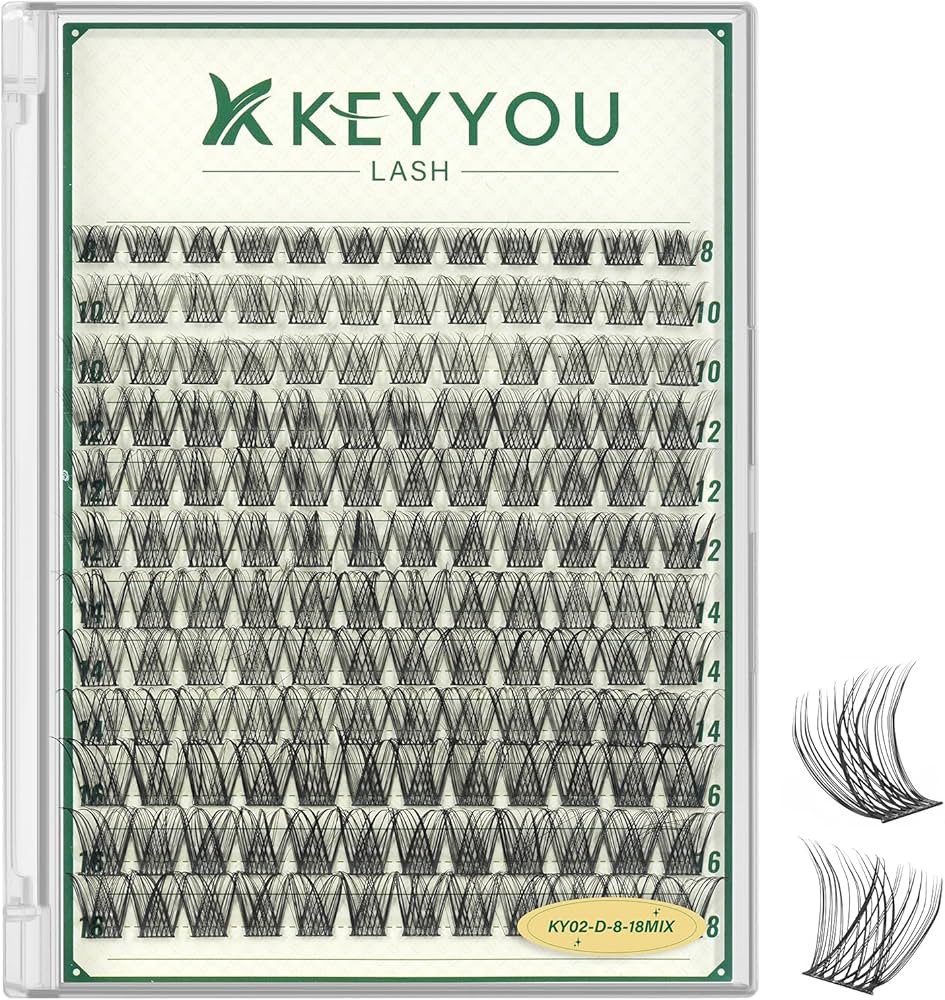 KEYYOULASH Lash Clusters Manga Lash Extension D Curl 144pcs 8-18mm Wispy Eyelash Clusters Natural... | Amazon (US)