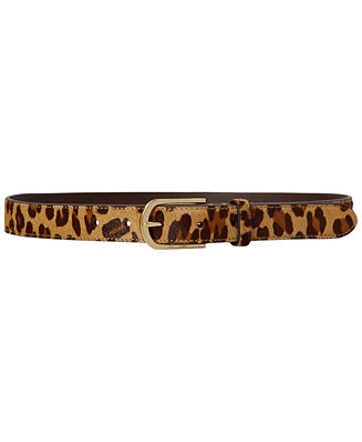 Leopard Print Leather Skinny Belt | Macy's