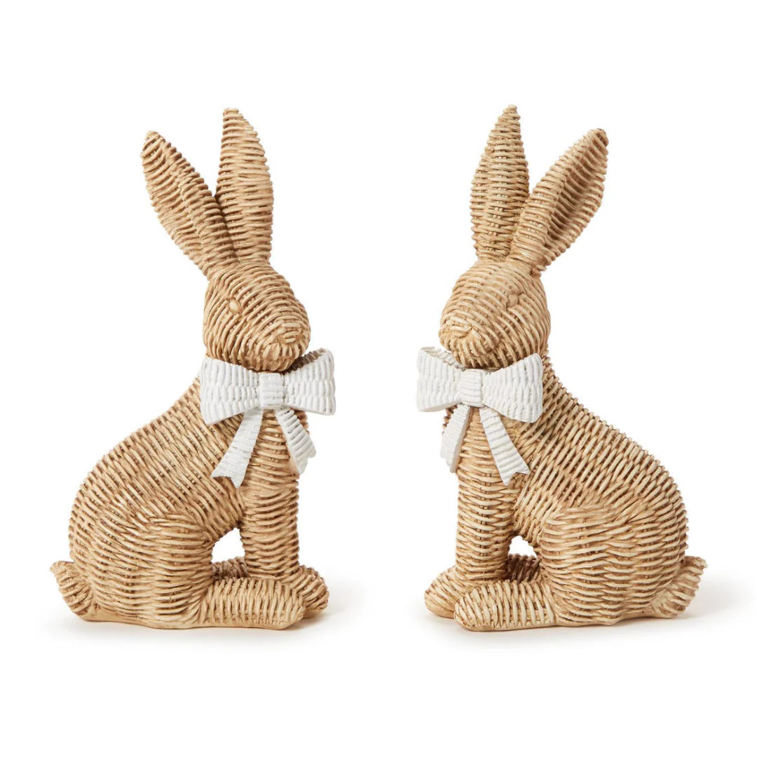 Wicker Weave Easter Bunny with Bow | The Horseshoe Crab