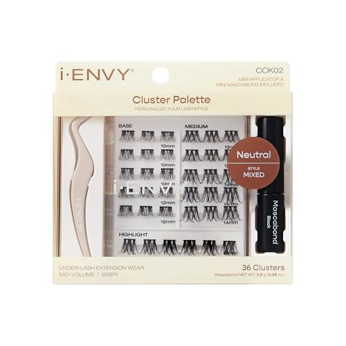 i-ENVY Cluster Palette Kit, DIY Lash Makeup, Customizable Under Lash Extension Layering All in One Convenience, Mini Applicator & Mascabond Glue Included (Neutral) | Amazon (US)
