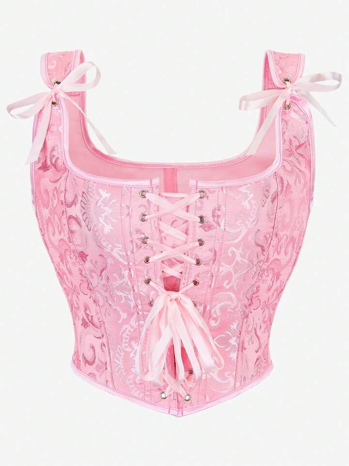 Corset clásico para mujer, top de camiseta sin tirantes con efecto moldeador, de estilo jacquard... | SHEIN