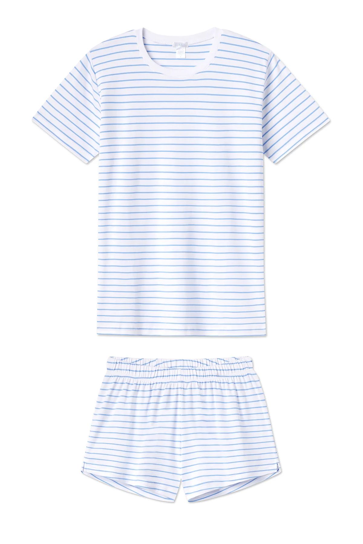 Pima Weekend Shorts Set in Baltic Blue Stripe | Lake Pajamas