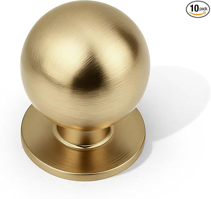Orger Paquete de 10 pomos de gabinete de bronce champán sólido de 1 pulgada de diámetro, pomos... | Amazon (US)