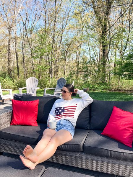 Soaking up every ounce of vitamin D today because it’s not going to last long! ☀️🥲

Wearing size XS sweater - runs large so recommend sizing down.

Summer outfit
Patriotic outfit
Memorial Day
4th of July
Patio season
Casual outfit

#LTKSeasonal #LTKHome #LTKFindsUnder50