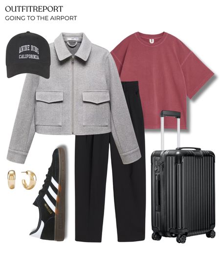 Black trousers red top grey cropped jacket coat Adidas sneakers trainers hat 

#LTKshoecrush #LTKitbag #LTKstyletip