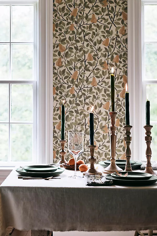 Pirum Yellow Pear Floral Fruit Wallpaper | Anthropologie (US)