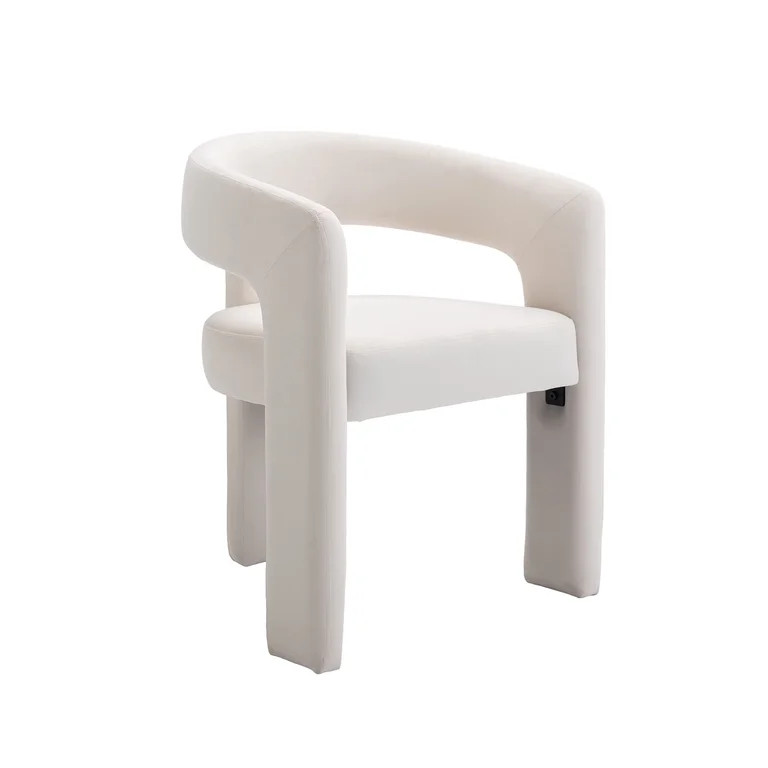 Guyou Modern Velvet Upholstered Dining Chair, Cute Barrel Side Armchair Kitchen Chair with Armres... | Walmart (US)