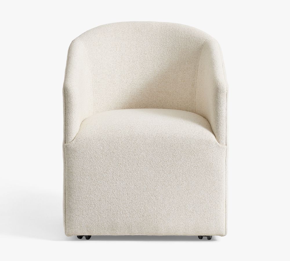 Baldwin Upholstered Barrel Back Dining Armchair, Park Weave Ivory | Pottery Barn (US)