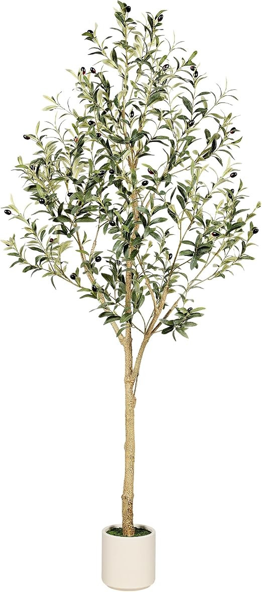 Faux Olive Tree 6ft with Sturdy White Planter, Artificial Olive Tree | Olive Trees Artificial Ind... | Amazon (US)