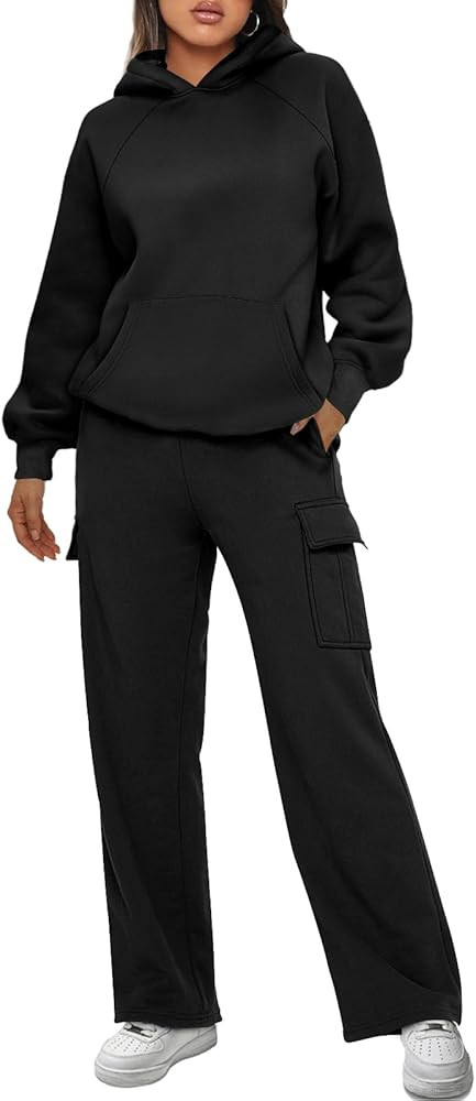 AUTOMET Womens 2 Piece Outfits Sweatsuits Sets Long Sleeve Sweatshirts with Cargo Sweatpants | Amazon (US)