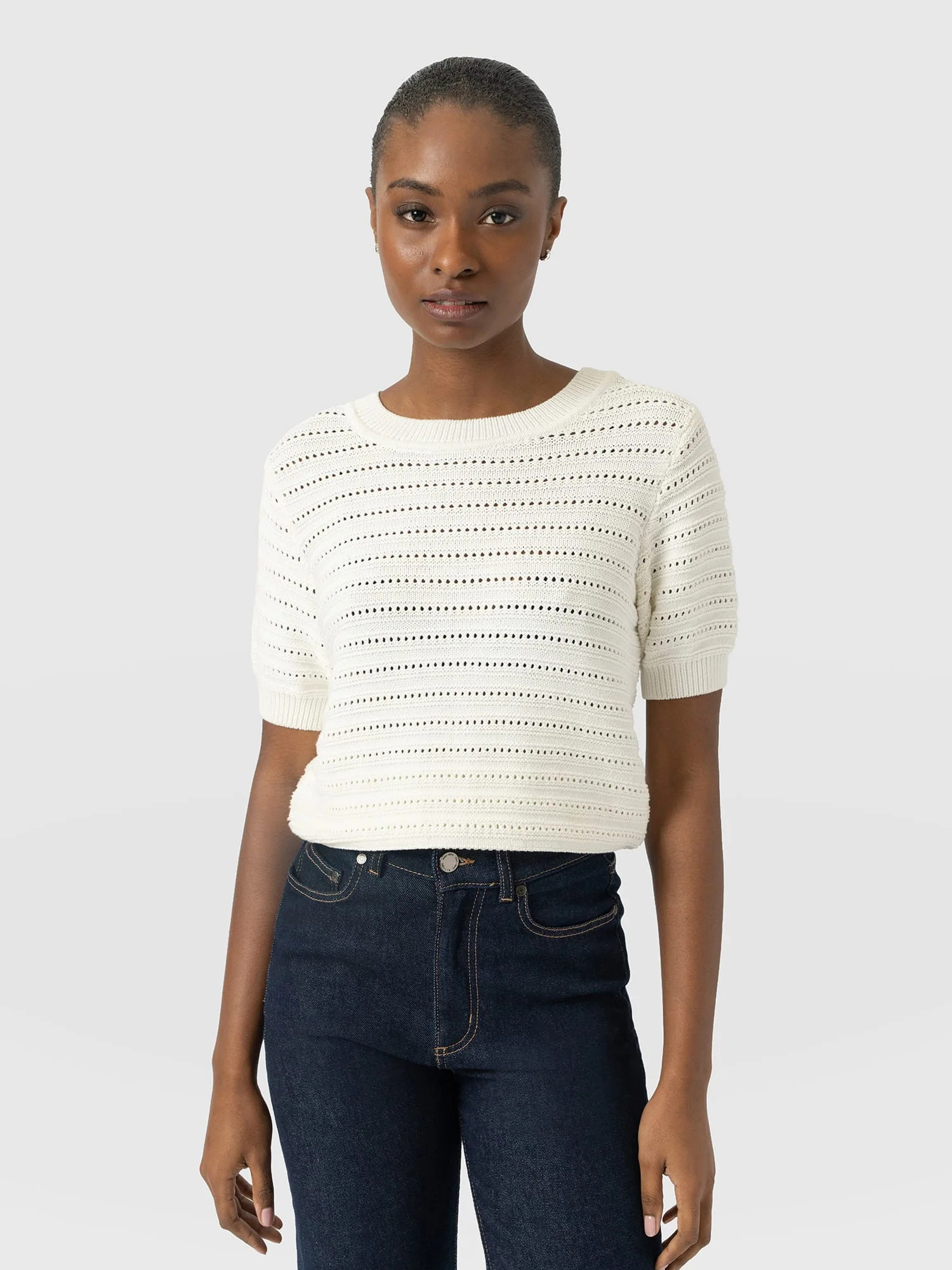 Ester Short Sleeve Knit - Cream | Saint + Sofia