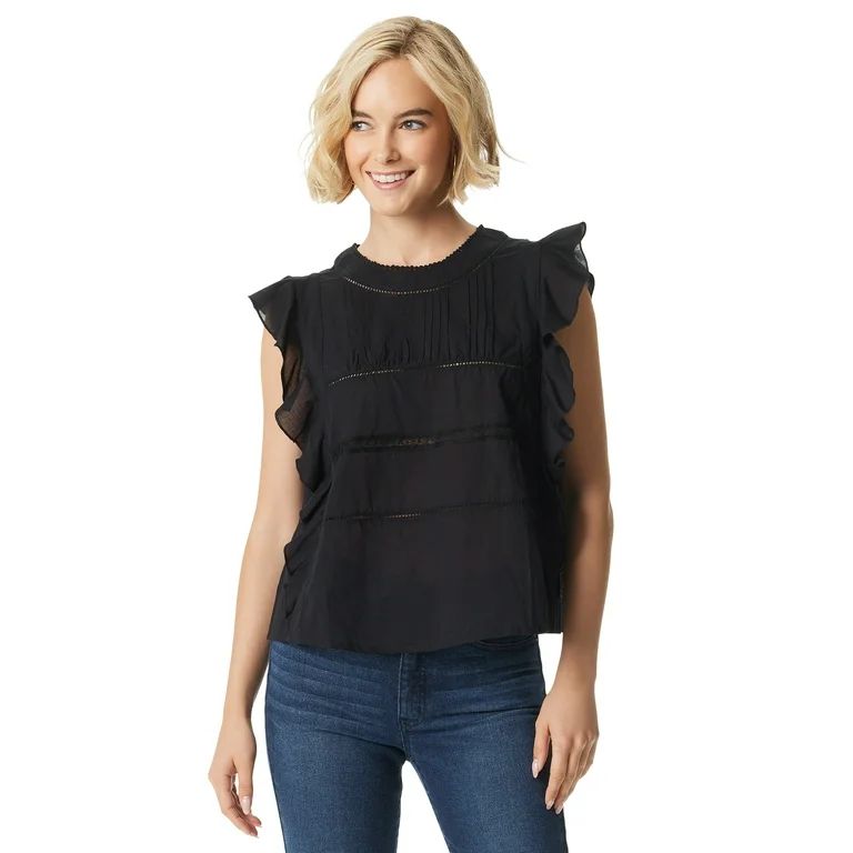 Jessica Simpson Women's and Women's Plus Size Ruby Flutter Woven Top | Walmart (US)