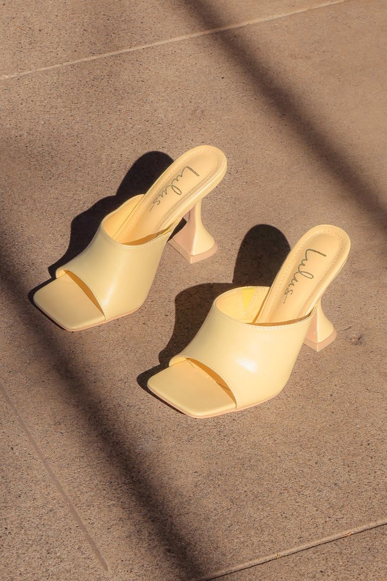Runiah Yellow Square Toe High Heel Slide Sandals | Lulus (US)