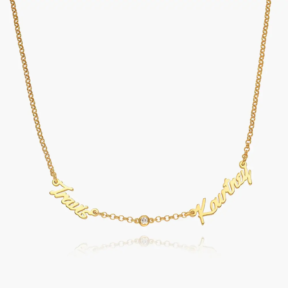 Real Love Multiple Name Necklace with Diamonds - Gold Vermeil | Oak & Luna (US)