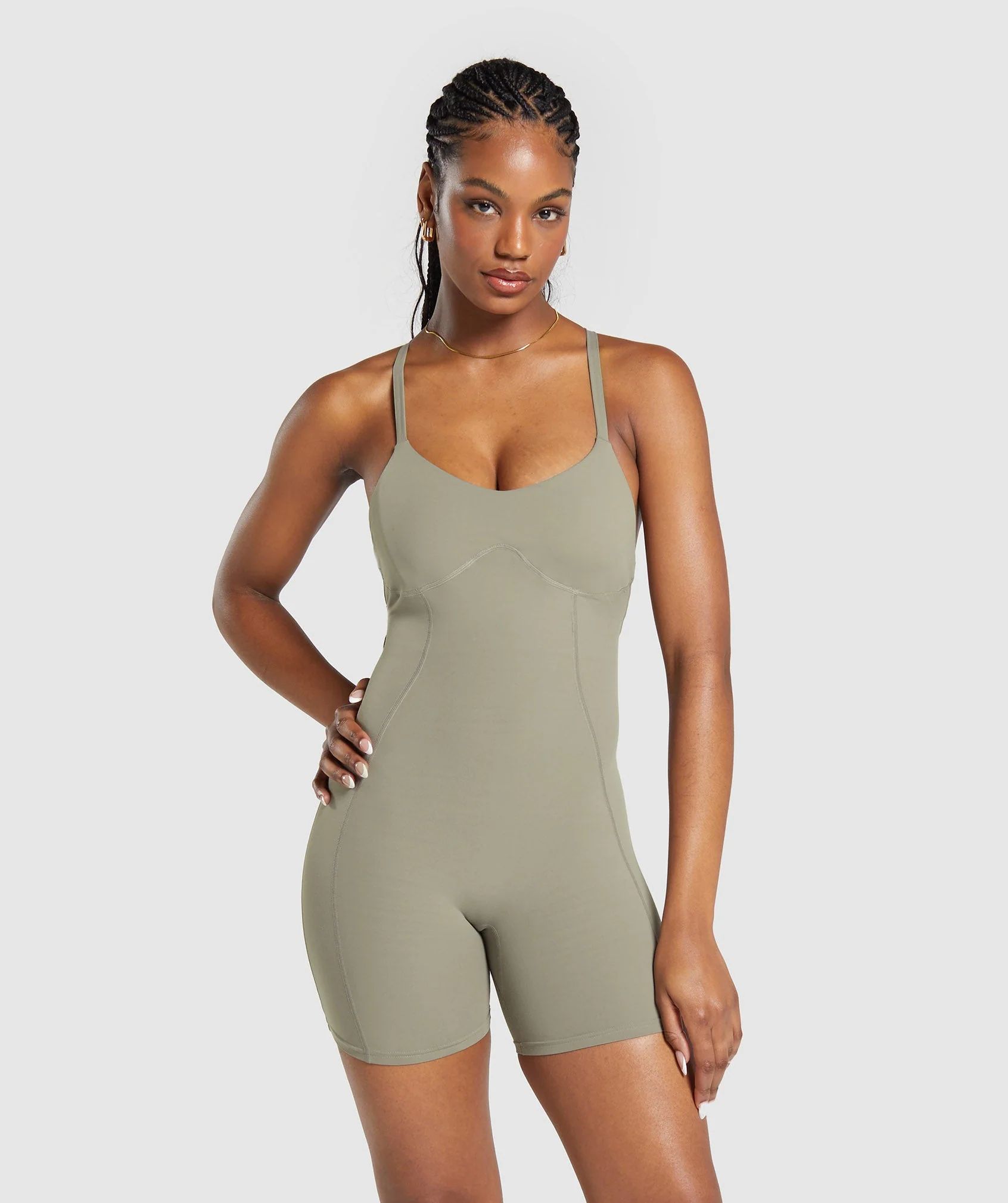 Gymshark Strappy All in One - Linen Brown | Gymshark US