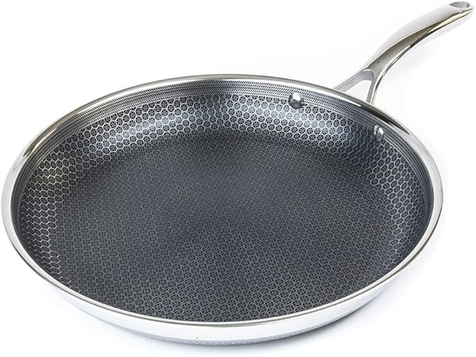HexClad 12 Inch Hybrid Stainless Steel Frying Pan with Stay-Cool Handle - PFOA Free, Dishwasher a... | Amazon (US)