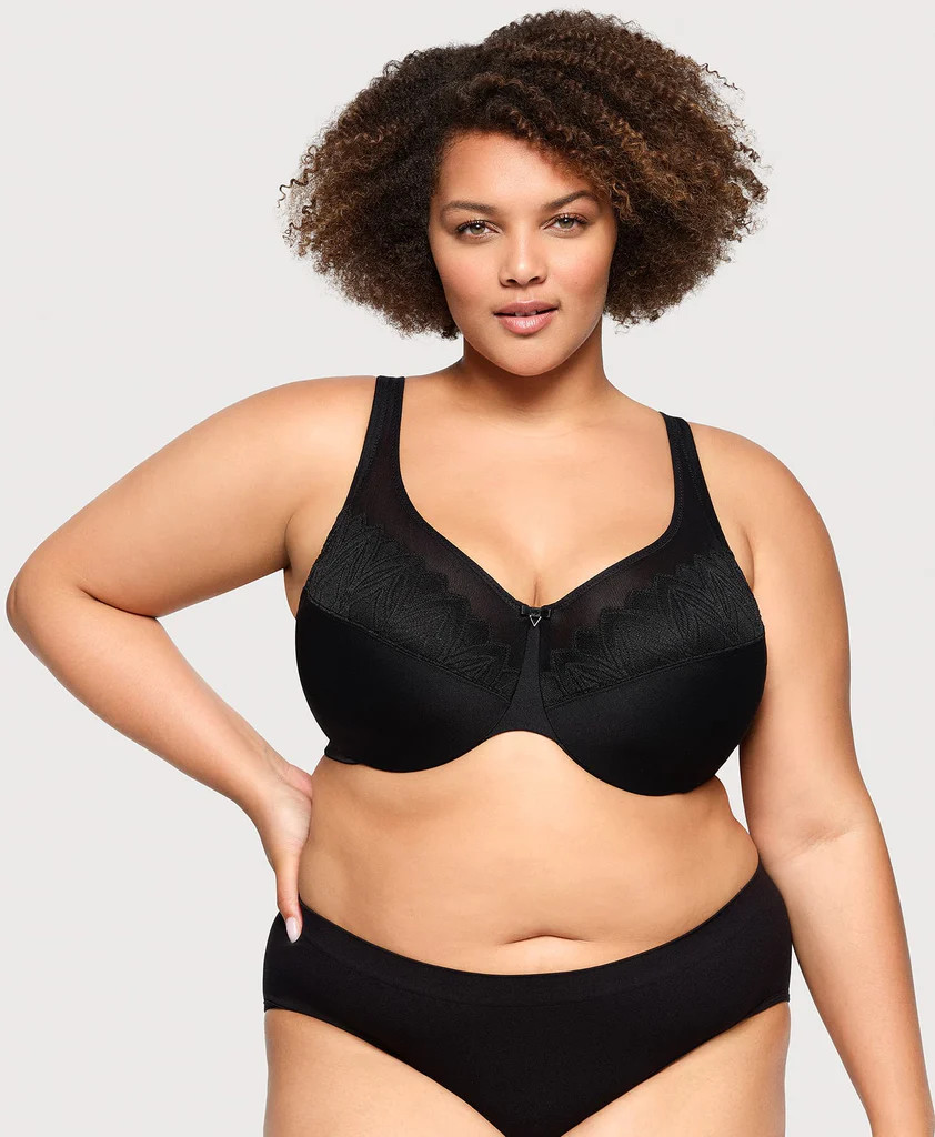 WonderWire Minimizer Bra Black | Glamorise Foundations