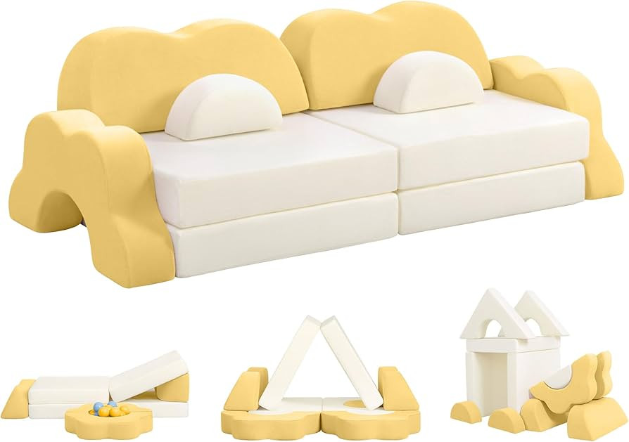 Modular Kids Play Couch, Thick Toddler Sofa, 13Pcs Nugget Couches, Creative with Building Fort, C... | Amazon (US)