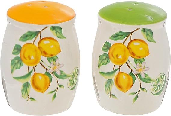 Ceramic Lemon Salt Pepper Shaker Set Multi Color | Amazon (US)