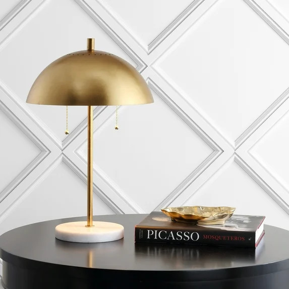 JONATHAN Y Ella 20.7" Dome Metal with Marble Base LED Table Lamp, Gold/White, JYL1071A | Walmart (US)