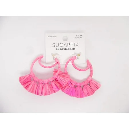 SUGARFIX by BaubleBar Crescent Moon Tassel Earrings - Pink - Nickel Free | Walmart (US)